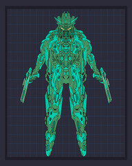 Wall Mural - Mecha body robot illustration, this is an ideal vector illustration for mascots and tattoos or T-shirt graphics