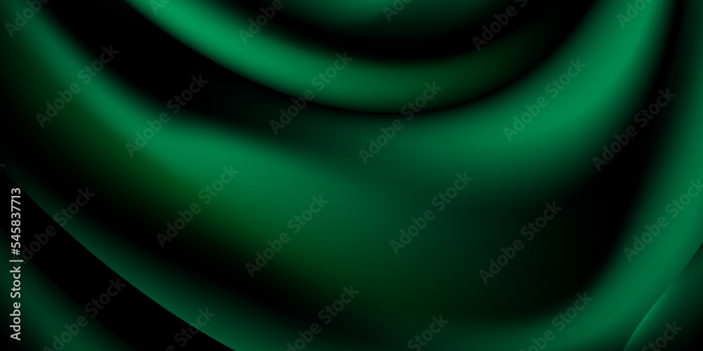 Silky emerald green background abstract wavy elements for presentation ...