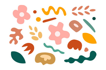 Poster - Trendy floral in abstract shape. Naive flower hand drawn for design element.
