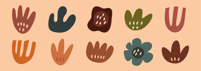 Poster - Retro floral shape for design element. Set of trendy and naive abstract ornament.