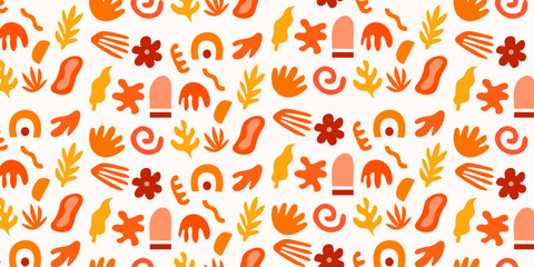 Poster - Trendy floral in abstract shape. Retro naive pattern for background
