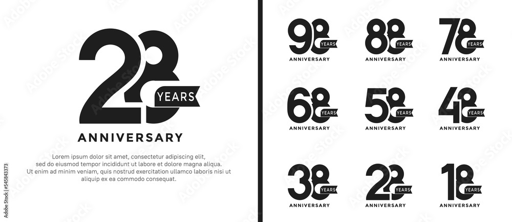 set of anniversary logo style flat black color on white background for ...