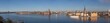 Panorama, the bay Riddarfjärden, old town Gamla Stan the down town with Town City Hall a sunny autumn day in Stockholm