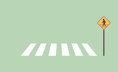 Pedestrian sign and traffic road sign flat illustration.	
