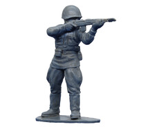 Plastic Soldier From WWII Aiming And Shooting With Rifle. Boys Toy From The 70s And 80s