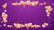 Purple and white Valentine christmas new year 3d design background with love heart shaped balloon. Vector illustration, greeting banner, card, wallpaper, flyer, poster, brochure, wedding invitation