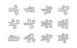 © Elena Pimukova - Wind blow line icon. Air flow flat sign. Symbol of windy weather. Climate web design element. Curl line icon. Vector illustration isolated on white background. Editable stroke.
