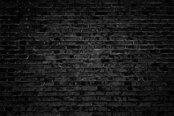 Fototapete - Black brick wall background abstract concrete wall or Old cement grunge background with black empty.