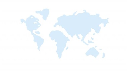 Poster - Animated world map object. Learning geography. Education material. Full size flat item HD video footage with alpha channel. Color cartoon style illustration on transparent background for animation