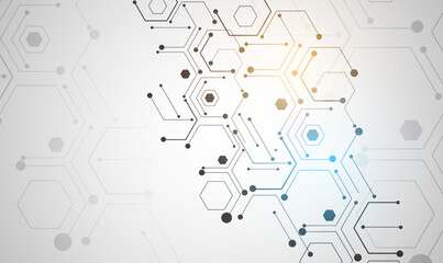 Poster - Abstract computer technology background with circuit board and  circle tech.Vector illustration
