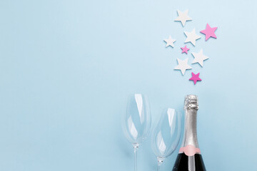 Wall Mural - Champagne bottle and star decor