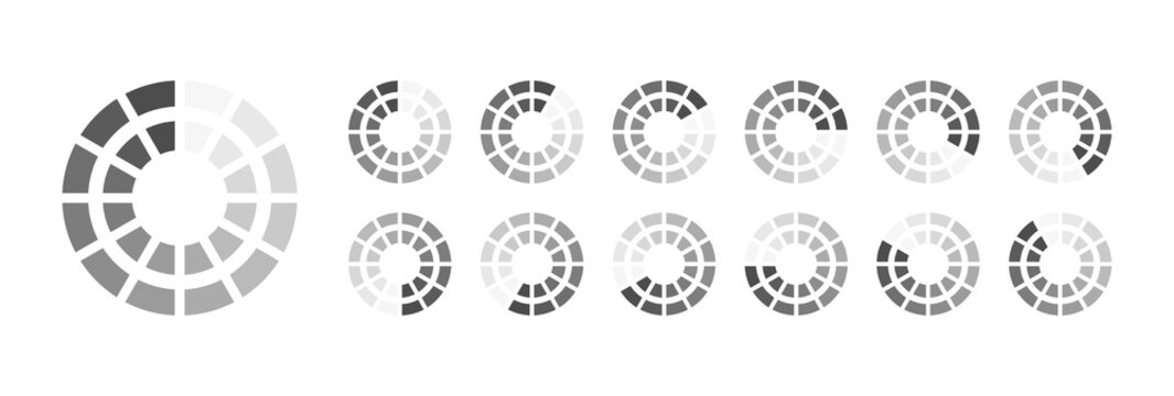 Circular Loading Buffering Icons Vector Video Ready for Animation Gif All Keyframes Frames Bufring Circle Waiting for Connection Buffer Preloader Download Symbol Easy Replace Color