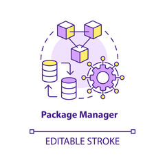 Poster - Package manager concept icon. Digital technology. Web development trend abstract idea thin line illustration. Isolated outline drawing. Editable stroke. Arial, Myriad Pro-Bold fonts used