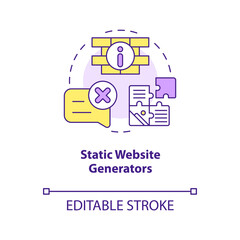 Wall Mural - Static website generators concept icon. Digital technology. Web development trend abstract idea thin line illustration. Isolated outline drawing. Editable stroke. Arial, Myriad Pro-Bold fonts used