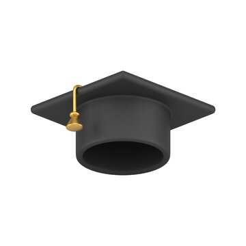 Classic black graduation cap with yellow tassel 3d template illustration high school complete