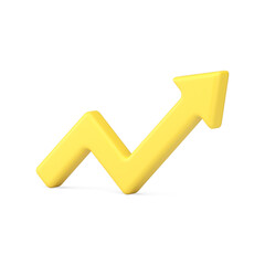 Poster - Growing up yellow arrow successful strategy positive trend pointing angle dynamic 3d icon