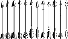 Set Of Archer Arrows. Design Element For Logo, Label, Sign. Vector Illustration