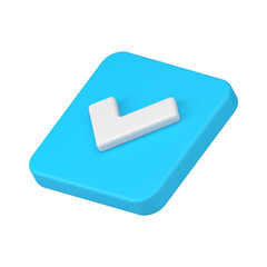 Poster - Blue glossy done check mark square isometric shape realistic 3d icon
