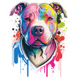 Colorful Paint Pit Bull Terrier on transparent background