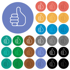 Poster - Right handed thumbs up outline round flat multi colored icons