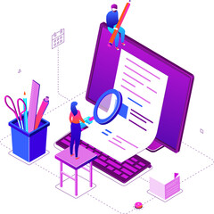 Aufkleber - Copywriting concept - modern colorful isometric illustration