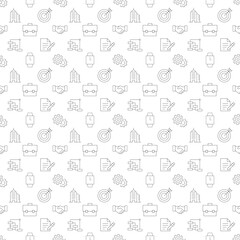 Poster - Vector seamless pattern of economy, business and money is made of line icons. Perfect for web sites, wraps, wallpapers, postcards