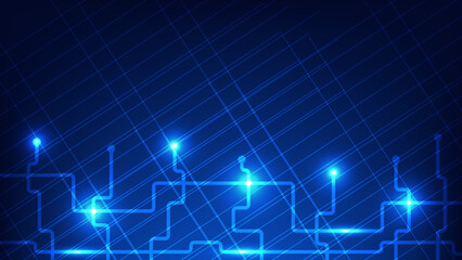 Hi tech digital technology and futuristic communication background concept. electric connecting lines as network with blue lighting