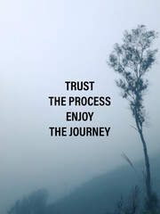Wall Mural - Motivational and inspirational wording. Trust the process and enjoy the journey written on blurred vintage styled background.