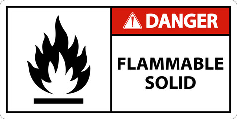 Danger Hazardous Signs Flammable Solid On White Background