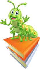 Sticker - Caterpillar Bookworm Worm on Books