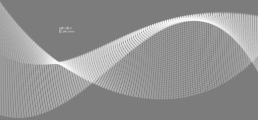 Vector abstract background with wave of flowing particles, smoke flowing grey design, smooth and soft relaxing image.