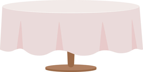 Poster - Table with white table cloth semi flat color raster object. Full sized item on white. Interior element. Part of house arrangement simple cartoon style illustration for web graphic design and animation