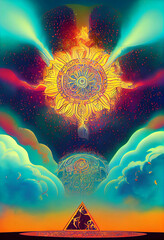 Canvas Print - sun and moon abstract