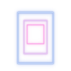 Poster - Neon light lines on png transparent background with reflection on the floor. Neon frame for your design.	
