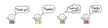 Smiley Cartoon People With Text - Thank You, Thanks. Vector