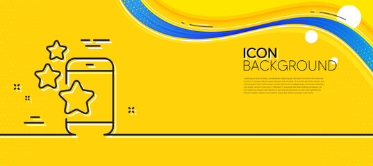 Aufkleber - Best app line icon. Abstract yellow background. Phone ratings sign. Ranking symbol. Minimal best app line icon. Wave banner concept. Vector