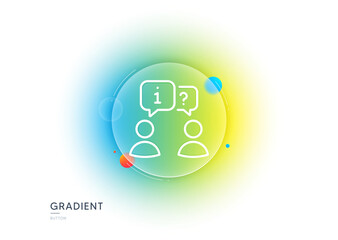Poster - interview line icon. gradient blur button with glassmorphism. job information sign. business meeting