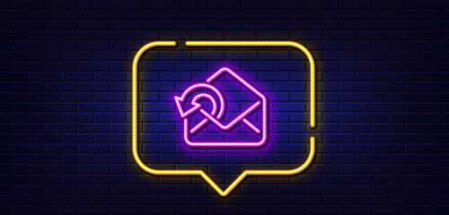 Poster - neon light speech bubble. send mail download line icon. sent messages correspondence sign. e-mail sy