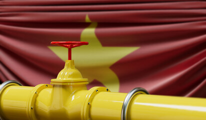 Wall Mural - Vietnam oil and gas fuel pipeline. Oil industry concept. 3D Rendering