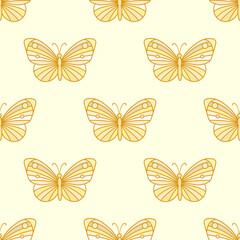 Poster - Orange butterfly repeat pattern, vibrant happy background