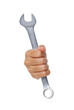 Hand holding iron ripair car key isolated on layered png format background