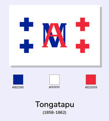 Wall Mural - Vector Illustration of Tongatapu (1858-1862) flag isolated on light blue background. Illustration Tongatapu flag with Color Codes. As close as possible to the original.