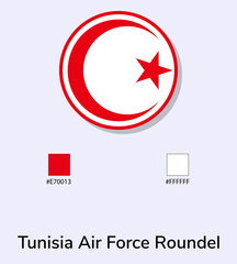 Wall Mural - Vector Illustration of Tunisia Air Force Roundel flag isolated on light blue background. Illustration Tunisia Air Force Roundel flag with Color Codes.