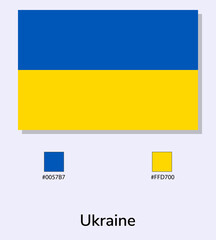 Wall Mural - Vector Illustration of Ukraine flag isolated on light blue background. Illustration National Ukraine flag with Color Codes. As close as possible to the original. Vector eps10.