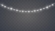 Christmas lights set. Vector New Year decorate garland with glowing light bulbs.