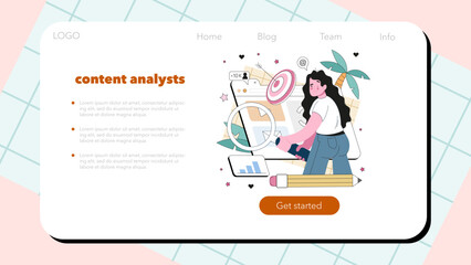 Poster - content manager concept. idea of digital promotion strategy
