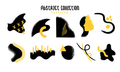 Wall Mural - vector abstract collection. hand drawn textured shapes and forms. black silhouette set