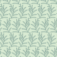 Poster - Fern vector repeat pattern, seamless leaf background