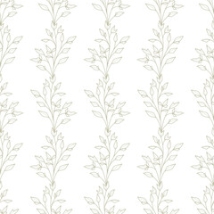 Poster - White and gold leaves vector repeat pattern