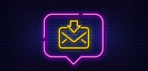 Poster - neon light speech bubble. mail download line icon. incoming messages correspondence sign. e-mail sym
